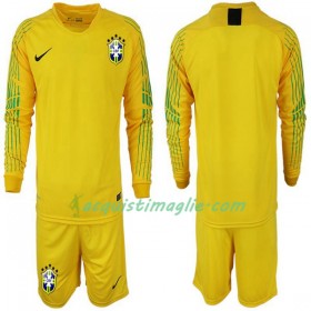 Divisa di Calcio Brasile Bambino Prima Mondiali 2018 Manica Lunga